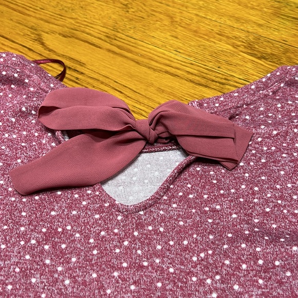 LC Lauren Conrad purple/white dotted sweater. Lace trim. Ties in back. Large. - Picture 11 of 11